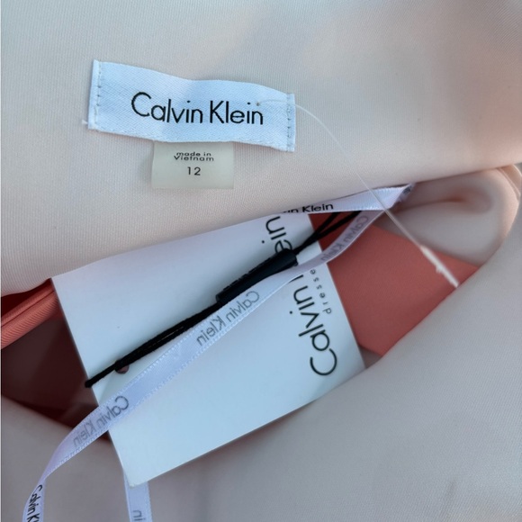 Calvin Klein Asymmetrical Sheath Dress in Cream and White - Picture 10 of 13